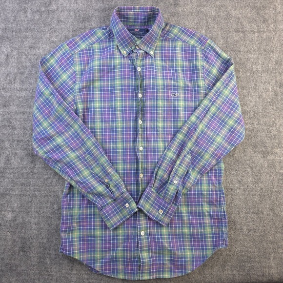 Vineyard Vines Slim Fit Tucker Shirt Small Long Sleeve Purple Green Blue Button - Picture 1 of 7